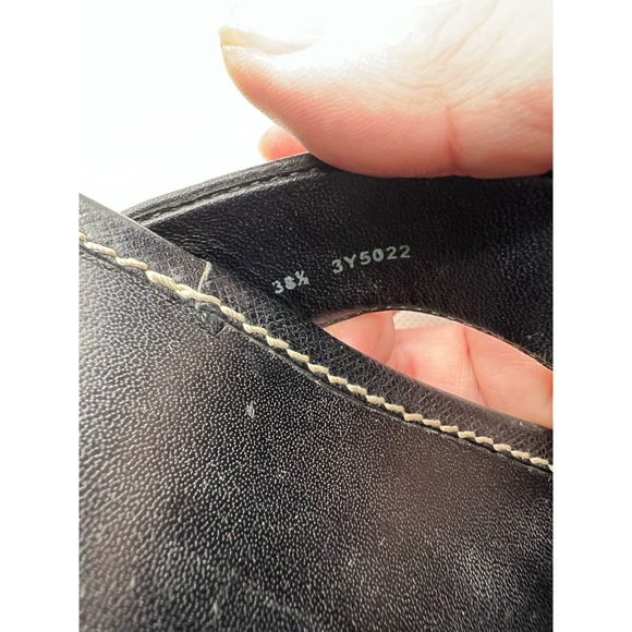Prada Black Leather Wedge Thong Sandals - Picture 7 of 10
